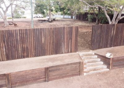 Hardwood Timber Fencing + Retaining Wall - Blue Sky Yards Gympie