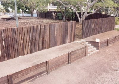 Hardwood Timber Fencing + Retaining Wall - Blue Sky Yards Gympie