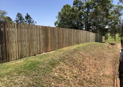 Pine Paling Fence, Gates on Sloping Block - Gympie Blue Sky Yards